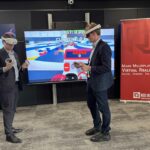VR Training: Marc Miller and Corey Hogan using VR headsets during a Red Iron Labs demo at Platform Calgary